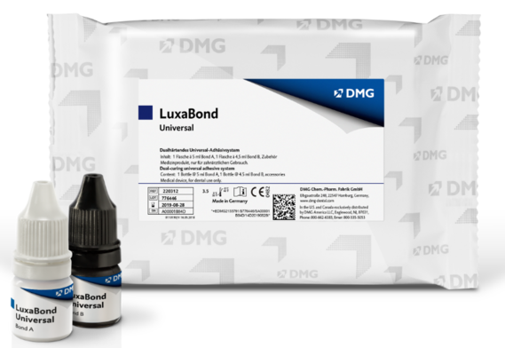 LuxaBond Universal | Two-bottle bonding agent | Dual-curing and strong adhesion Packaging and two bottles