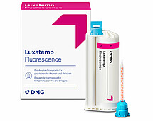 Luxatemp Fluorescence | Temporary crown and bridge material | Abrasion and fracture resistant Packaging with cartridge and tip