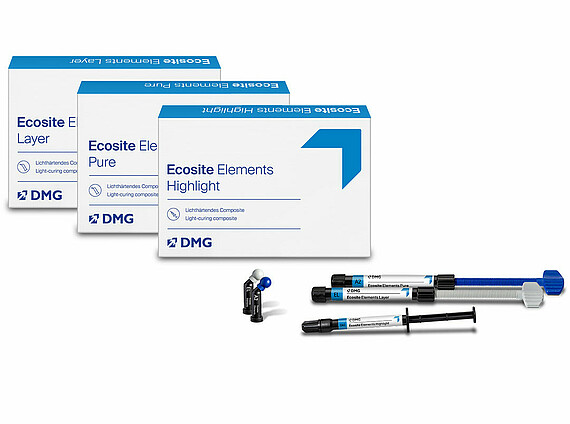 Ecosite Elements | Composite system | Intuitive and fast colour concept Syringes and packaging