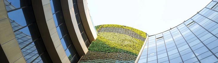 Symbolic image of a green office building facade