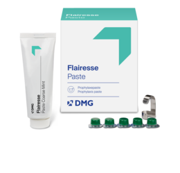 Flairesse Paste | Prophylaxis paste | Cleans and polishes Packaging with tube of Flairesse prophylaxis paste