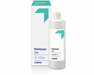 Flairesse Gel | Prophylaxis gel | Intensively strengthens dental enamel Bottle next to packaging