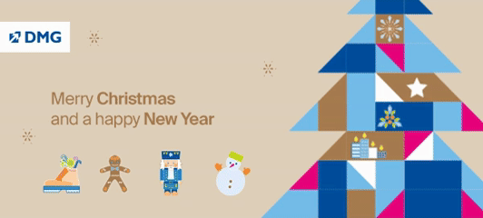 Christmas card with an illustration of a christmas tree