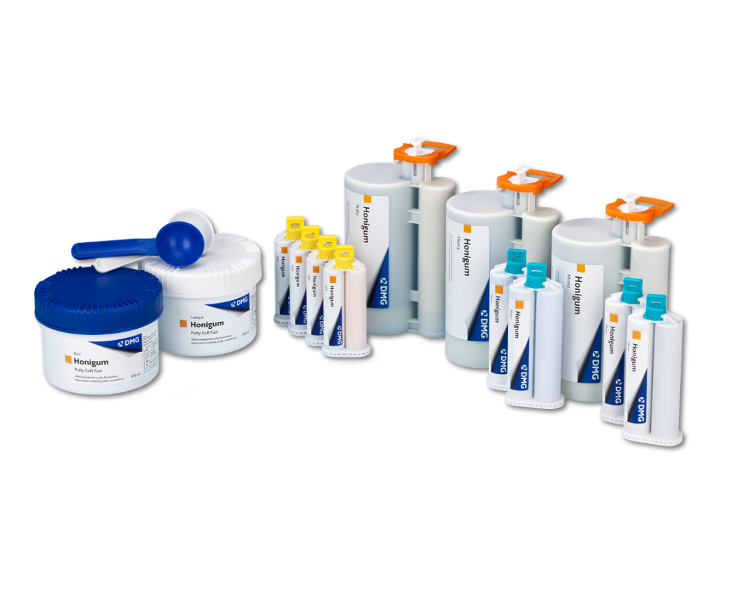 Honigum | Bite registration material | A maximum-precision combination Honigum family consisting of jars, cartridges, trays and tubes