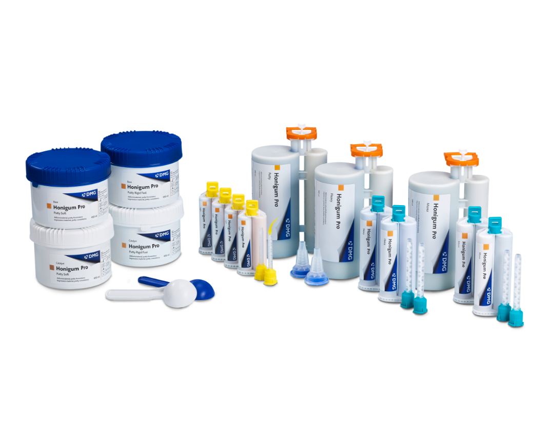 Honigum Pro | Premium impression material | No dripping and maximum precision Jars, various cartridges, tips and trays